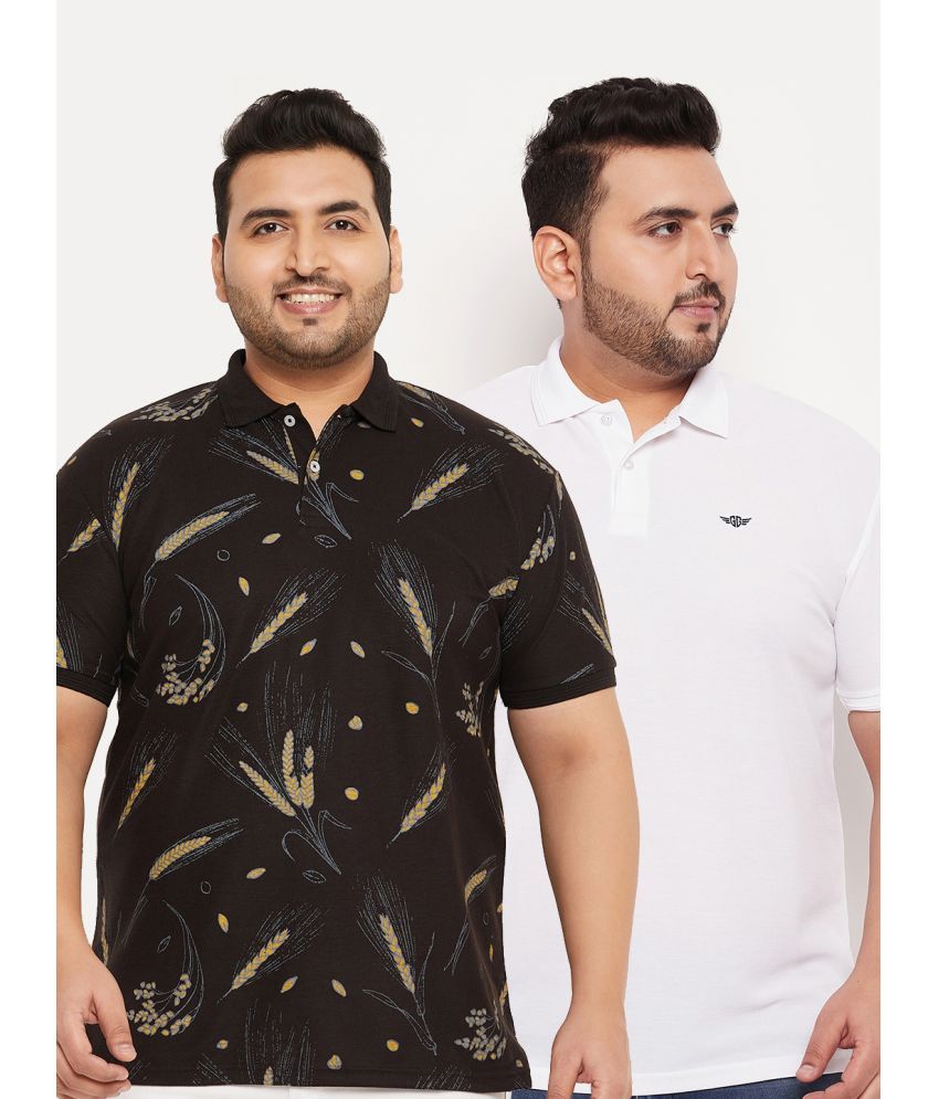     			GET GOLF Cotton Blend Regular Fit Printed Half Sleeves Men's Polo T Shirt - Black ( Pack of 2 )