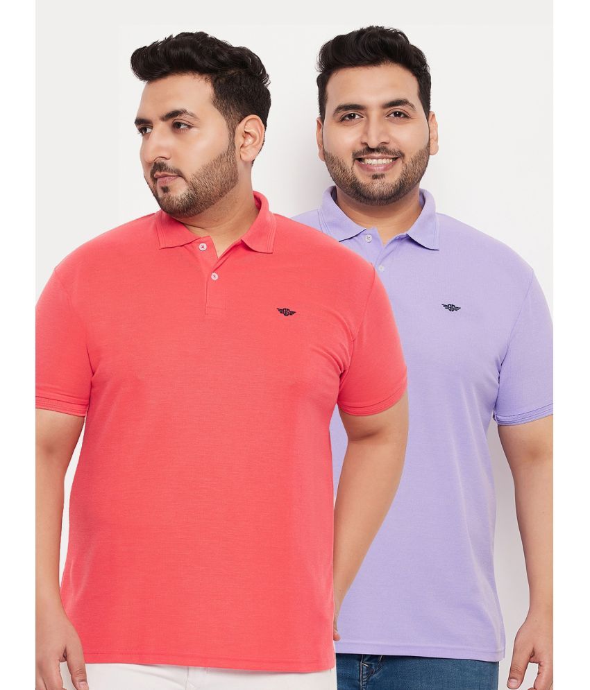     			GET GOLF Pack of 2 Cotton Blend Regular Fit Solid Half Sleeves Men's Polo T Shirt ( Pink )