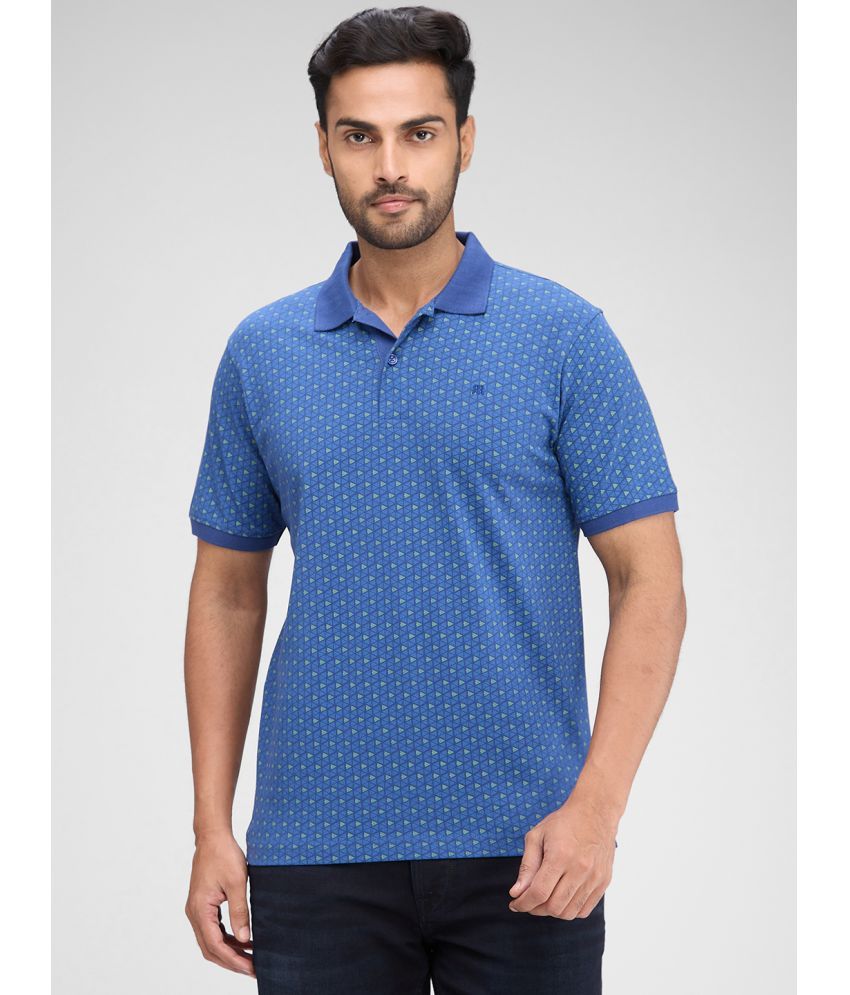     			Raymond Cotton Slim Fit Printed Half Sleeves Men's Polo T Shirt - Blue ( Pack of 1 )