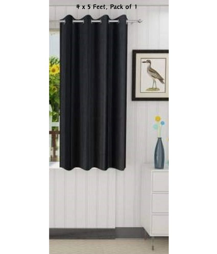     			SWIZIER Solid Semi-Transparent Eyelet Curtain 5 ft ( Pack of 1 ) - Black