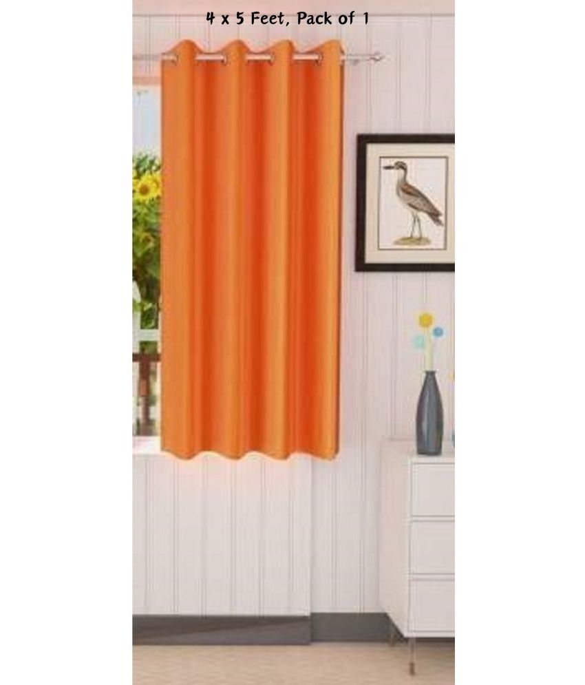     			SWIZIER Solid Semi-Transparent Eyelet Curtain 5 ft ( Pack of 1 ) - Orange