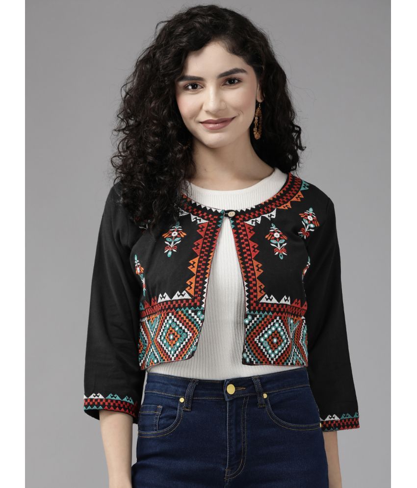     			Aarika - Cotton Black Ethnic Jacket