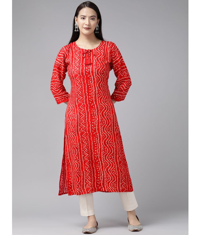     			Aarika Cotton Printed Straight Women's Kurti - Red ( Pack of 1 )