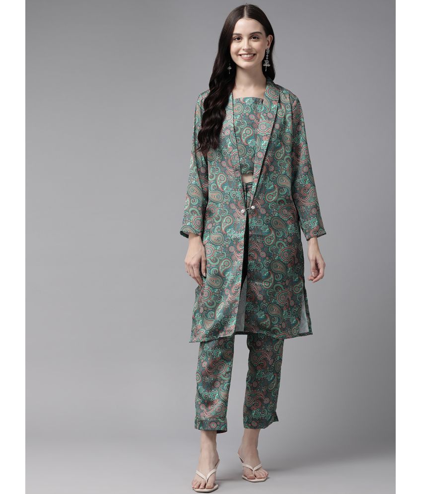     			Aarika Green Printed 3 Piece Set