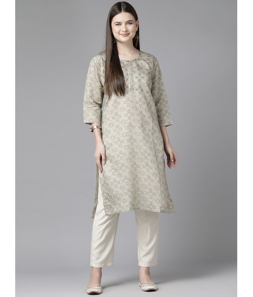     			Aarika Silk Embellished Straight Women's Kurti - Grey ( Pack of 1 )