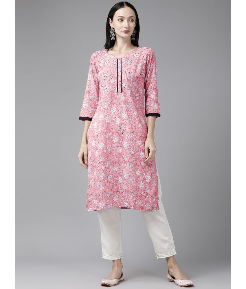     			Aarika Silk Printed Straight Women's Kurti - Pink ( Pack of 1 )