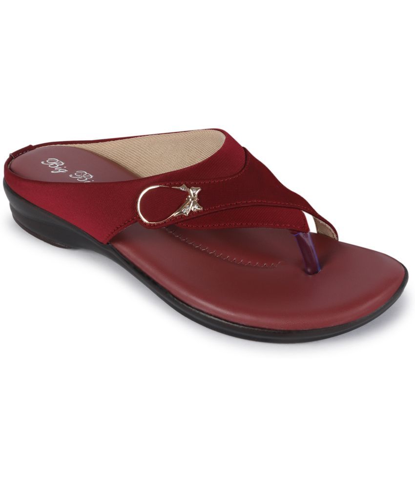     			BIG BIRD Maroon Women's Slip On Heels