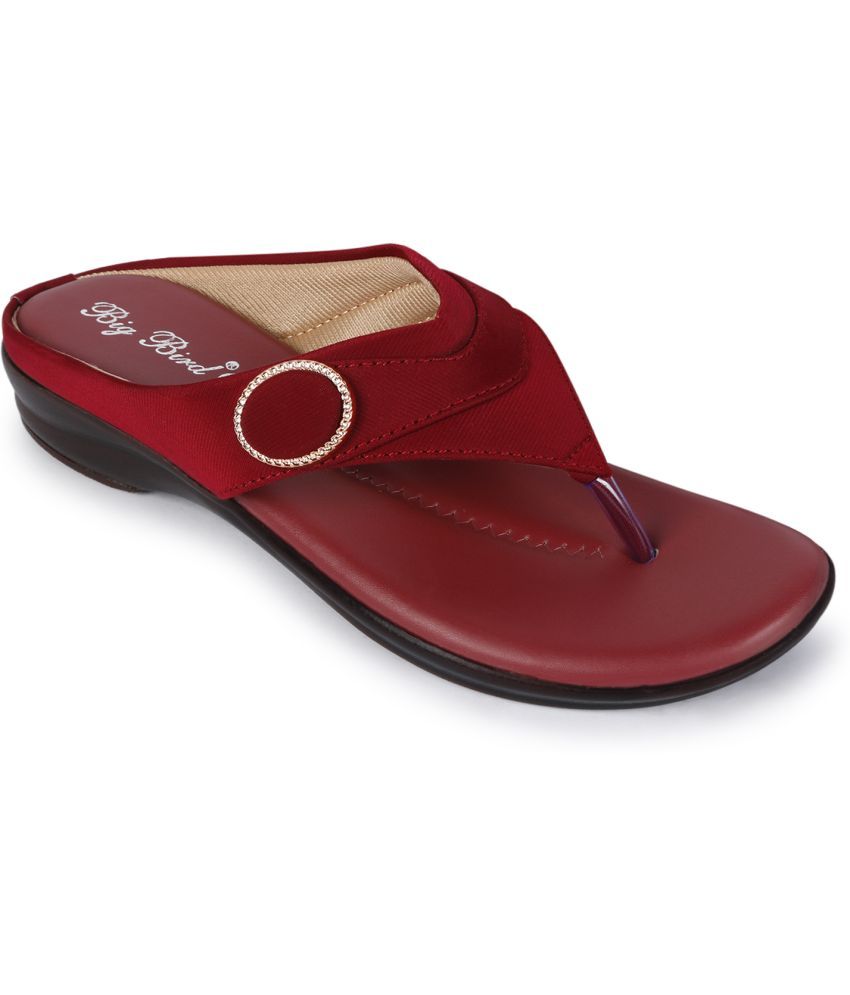     			BIG BIRD Maroon Women's Flats