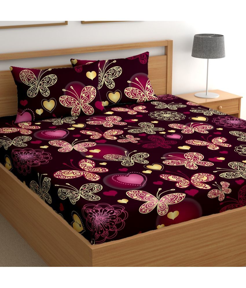     			CG HOMES Cotton Floral 1 Double Bedsheet with 2 Pillow Covers - Pink