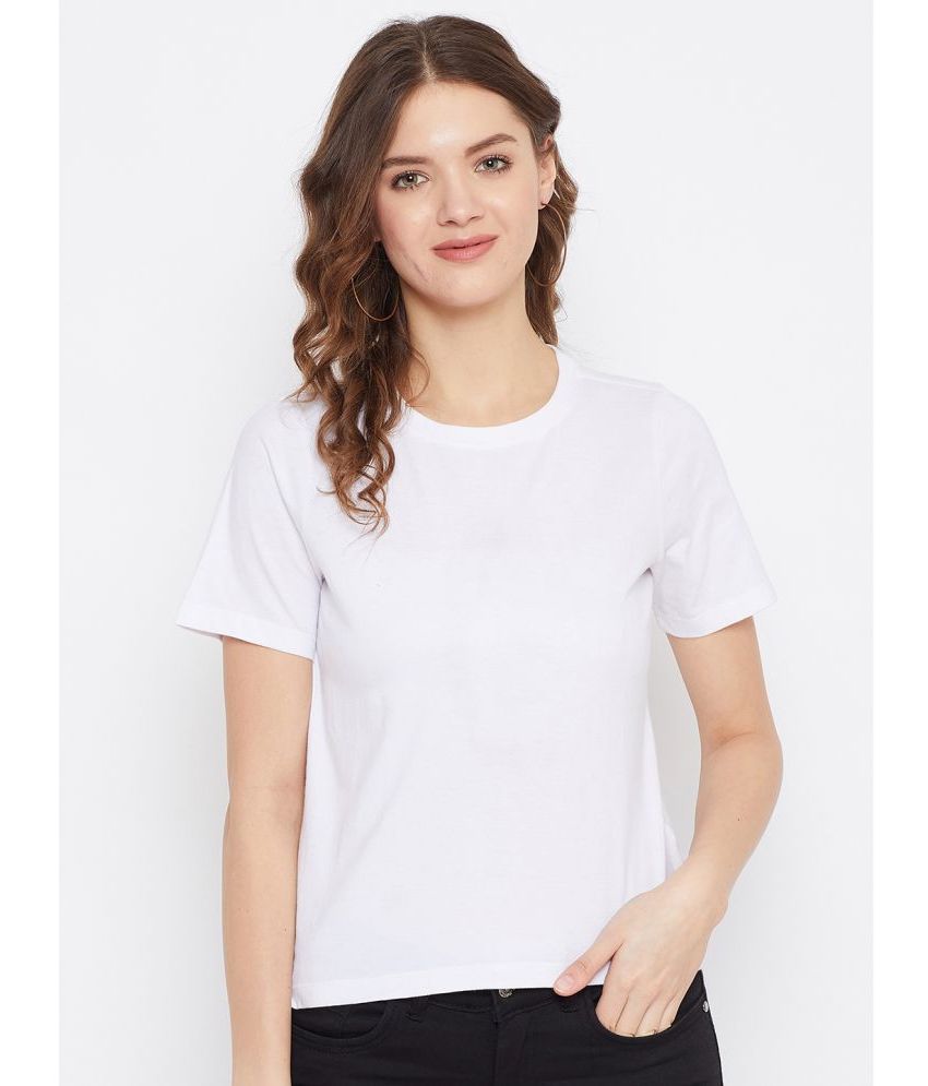     			ETICO White Cotton Women's Regular Top ( Pack of 1 )