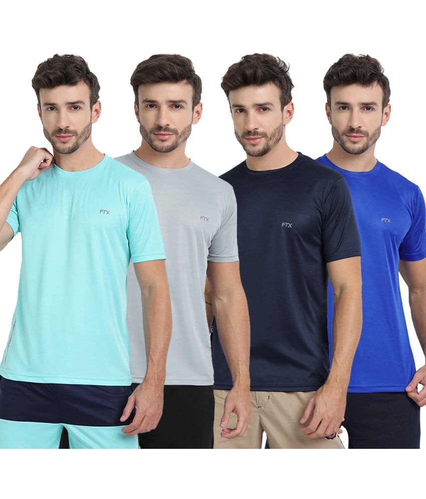     			FTX Polyester Regular Fit Solid Half Sleeves Men's T-Shirt - Multicolor ( Pack of 4 )