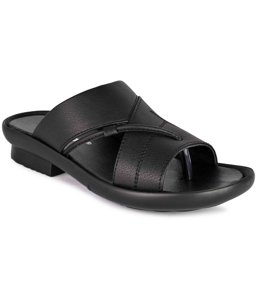     			Lavista Black Men's Leather Slipper