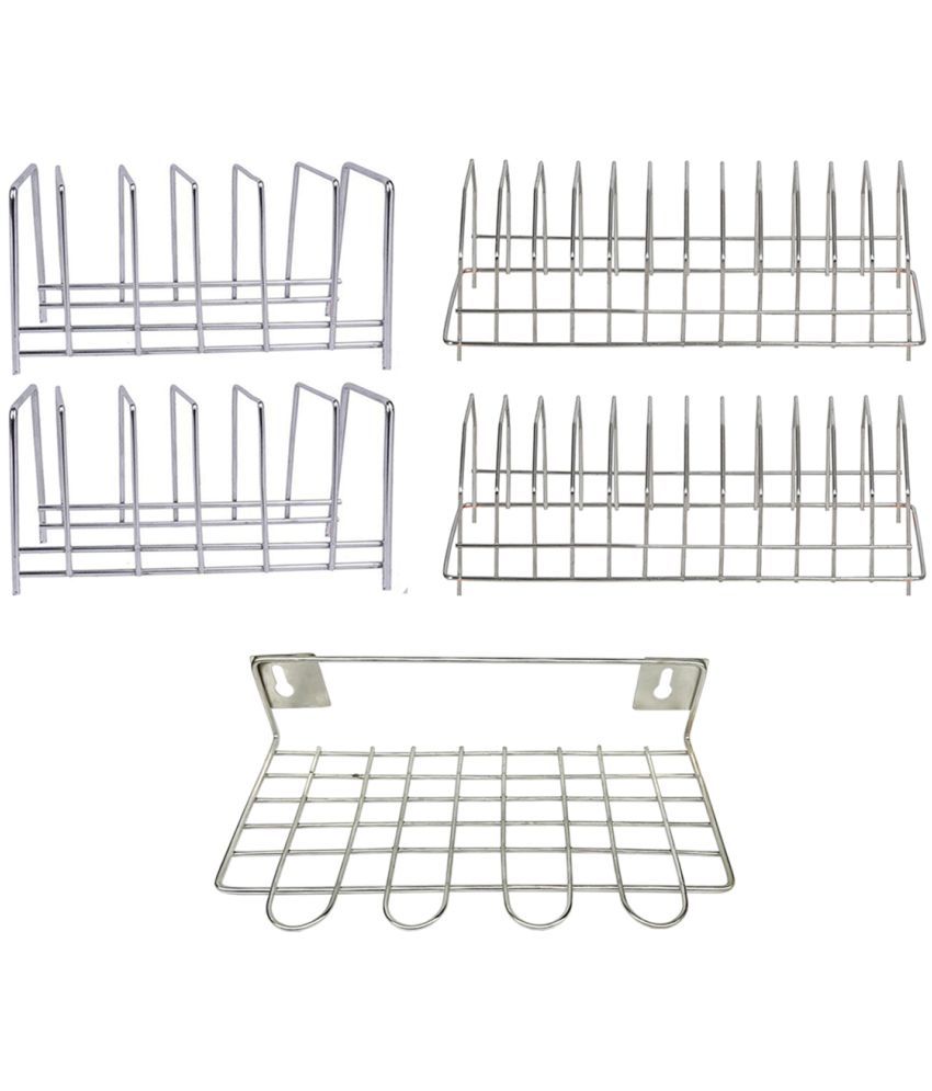     			OC9 Silver Stainless Steel Storage Racks ( Pack of 5 )