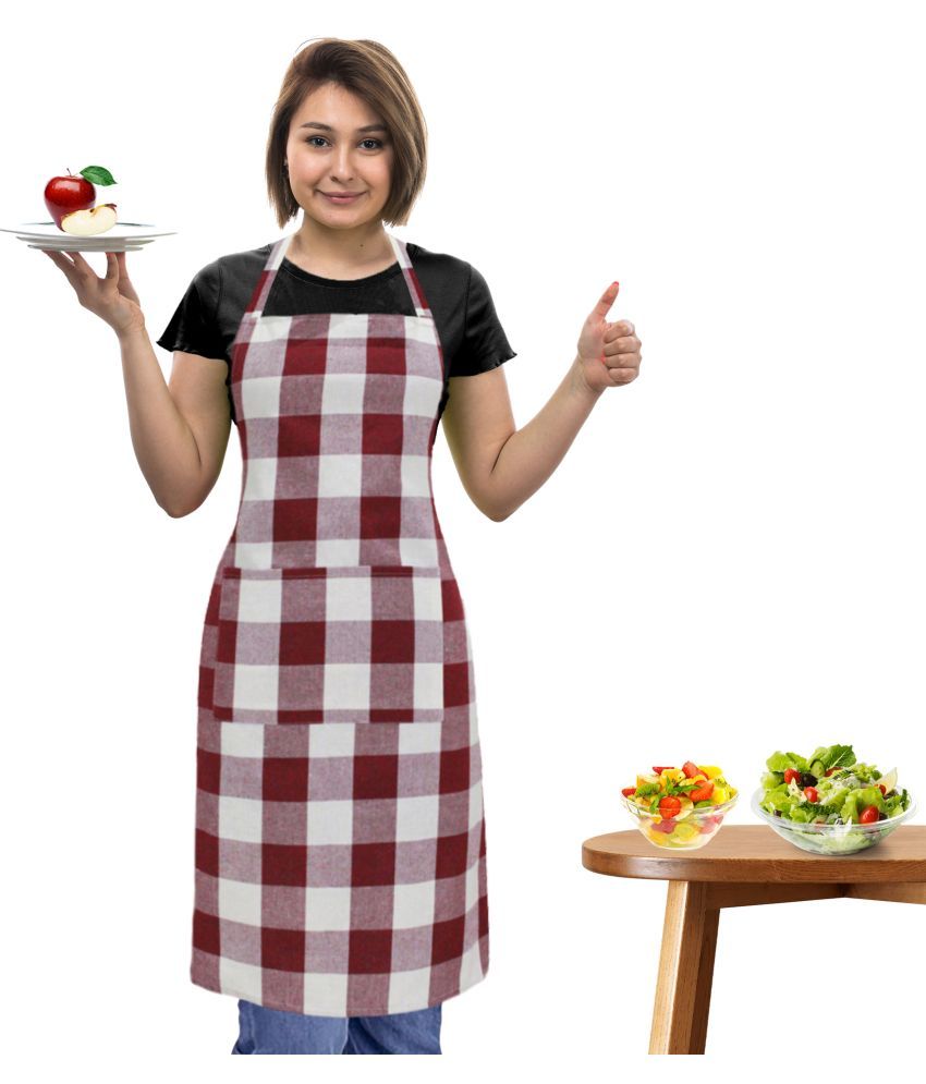     			Oasis Hometex Cotton Checks Kitchen Apron with 1 Center Pocket ( Pack of 1 )