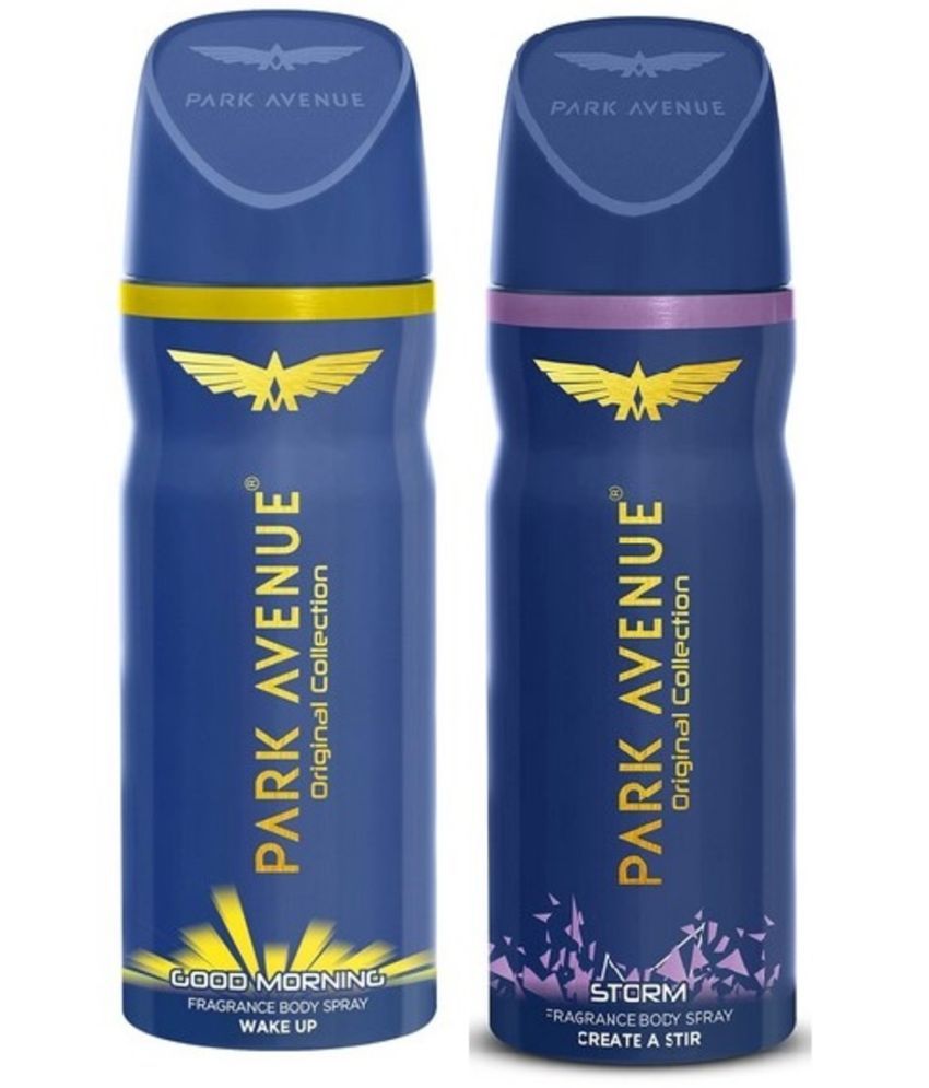     			Park Avenue GOOD MORNING & STROM DEO,150 ML EACH Deodorant Spray for Unisex 300 ml ( Pack of 2 )