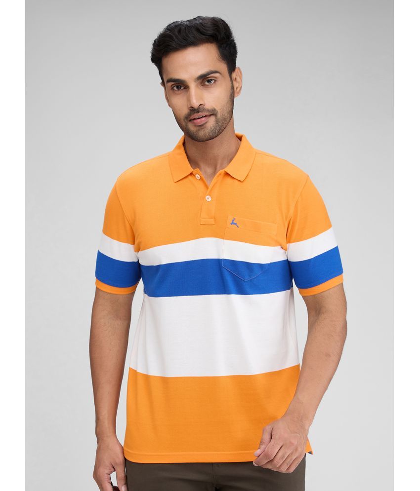     			Parx Cotton Regular Fit Colorblock Half Sleeves Men's Polo T Shirt - Orange ( Pack of 1 )