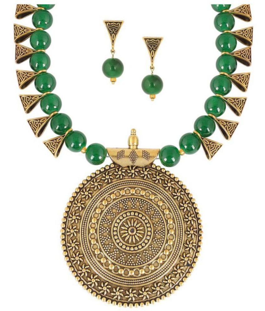     			Sunhari Jewels Green Alloy Necklace Set ( Pack of 1 )