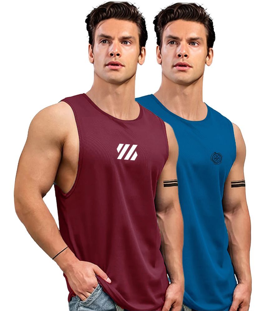     			AUSK Pack of 2 Polyester Men's Vest ( Maroon )