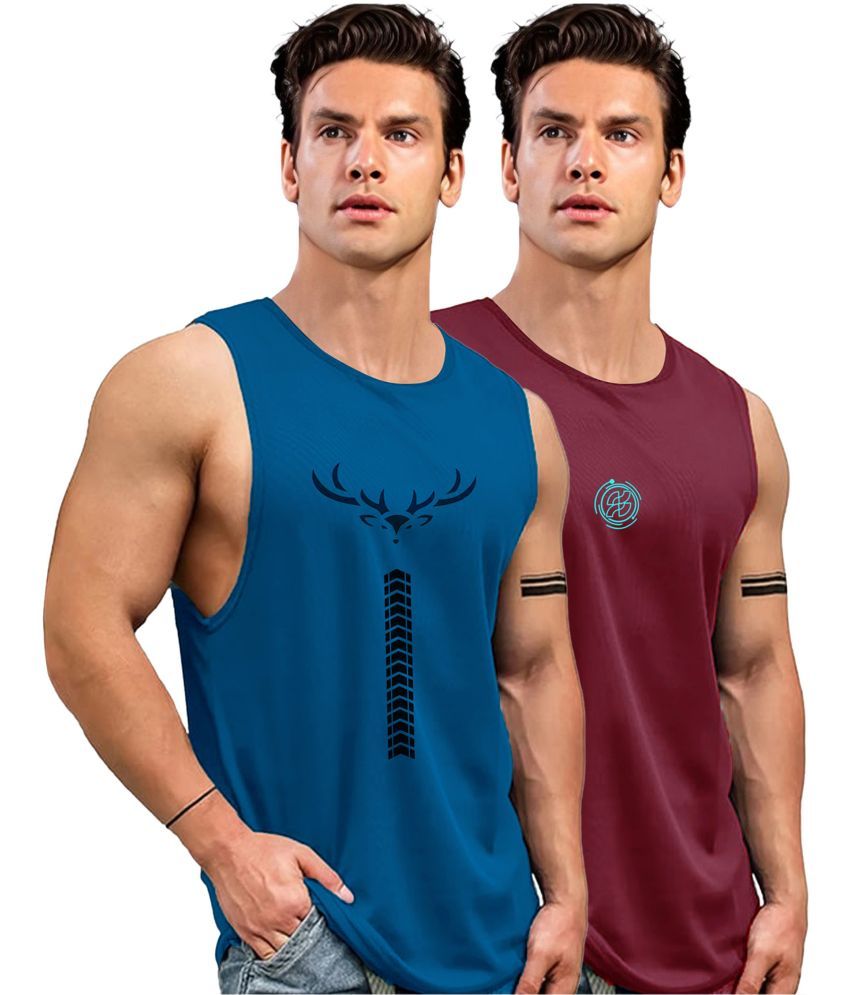     			AUSK Pack of 2 Polyester Gym Vest For Men ( Teal )