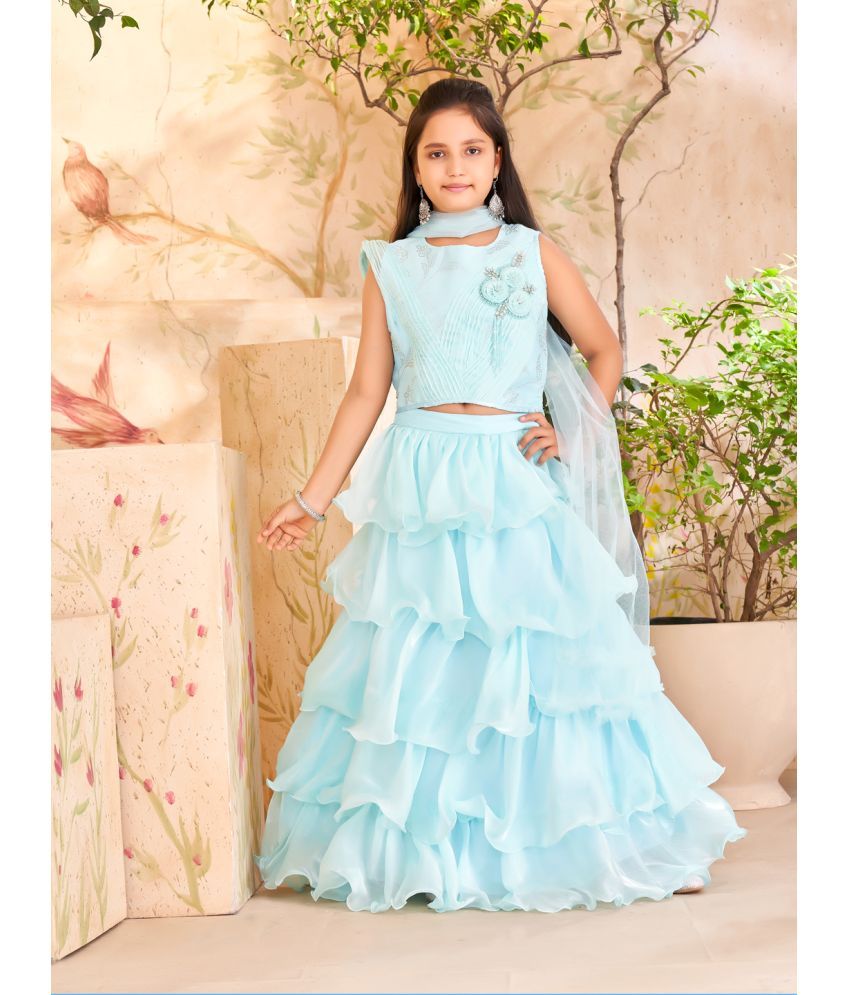     			Aarika Light Blue Tissue Girls Lehenga Choli Set ( Pack of 1 )