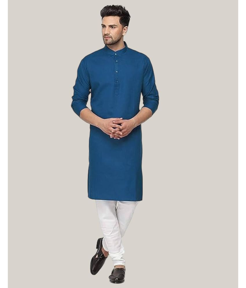     			Balaji's Blue Cotton Blend Regular Fit Men's Kurta Pyjama Set ( Pack of 1 )