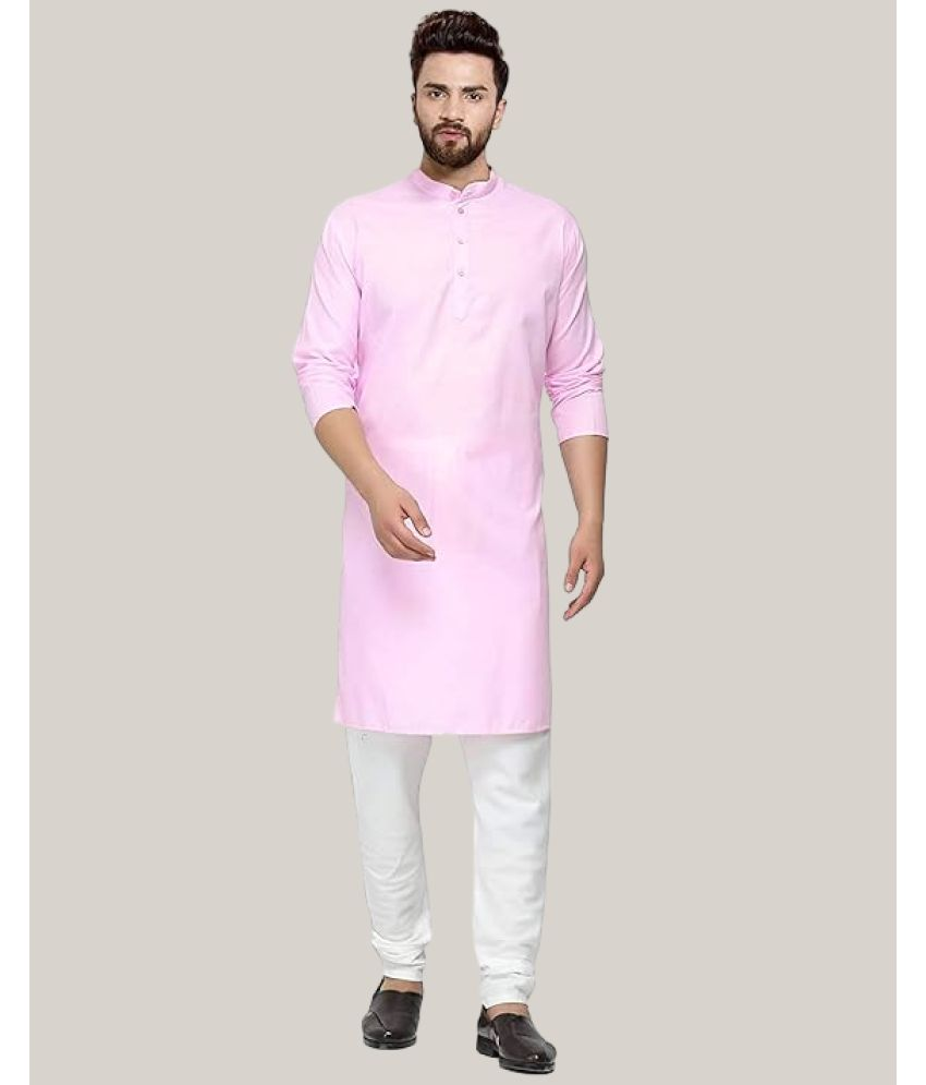     			Balaji's Light Pink Cotton Blend Regular Fit Men's Kurta Pyjama Set ( Pack of 1 )