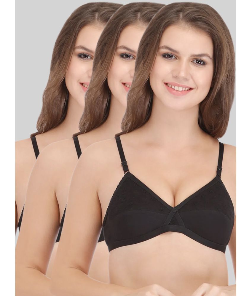     			Bodycare Black Cotton Heavily Padded Women's T-Shirt Bra ( Pack of 3 )