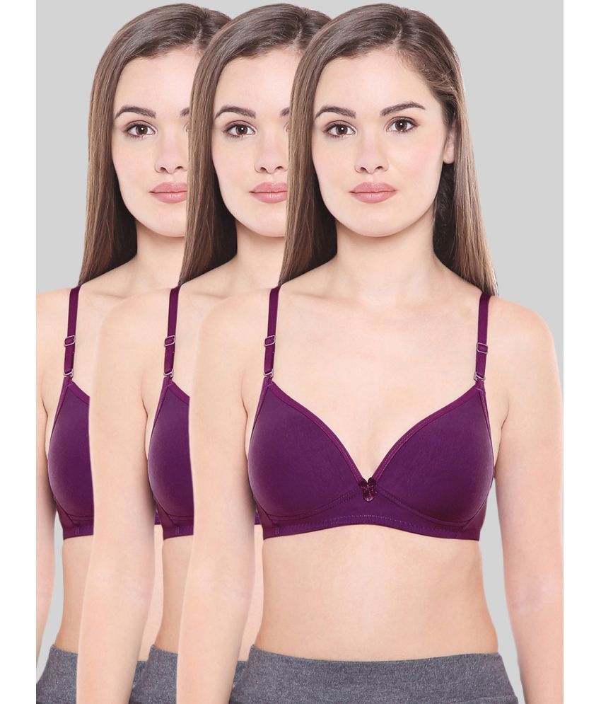     			Bodycare Purple Cotton Blend Heavily Padded Women's T-Shirt Bra ( Pack of 3 )