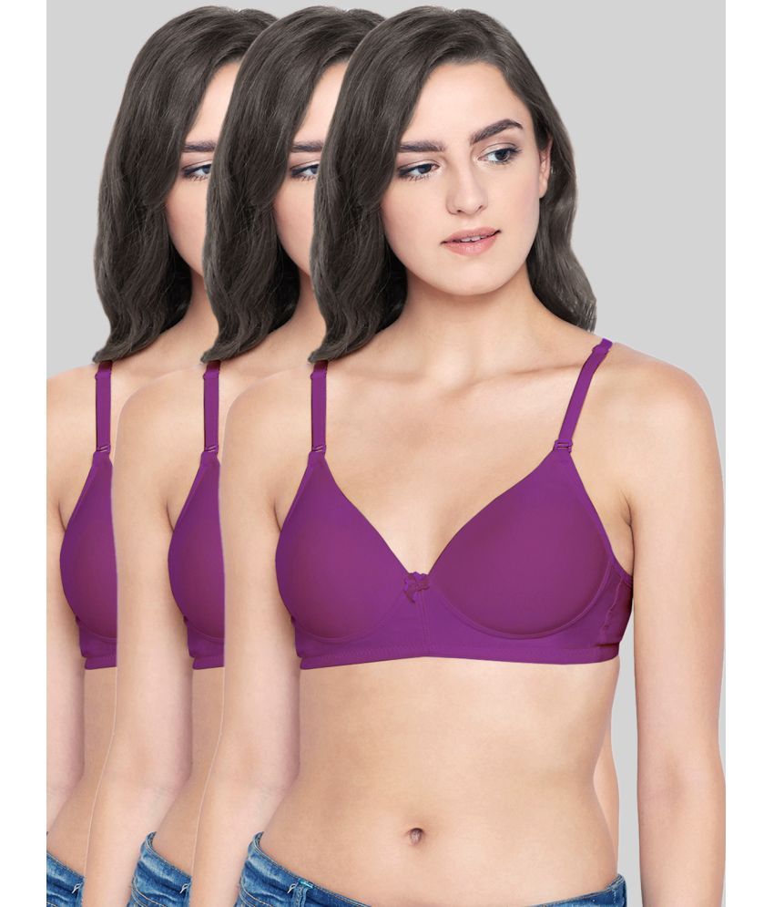     			Bodycare Wine Cotton Blend Heavily Padded Women's T-Shirt Bra ( Pack of 3 )