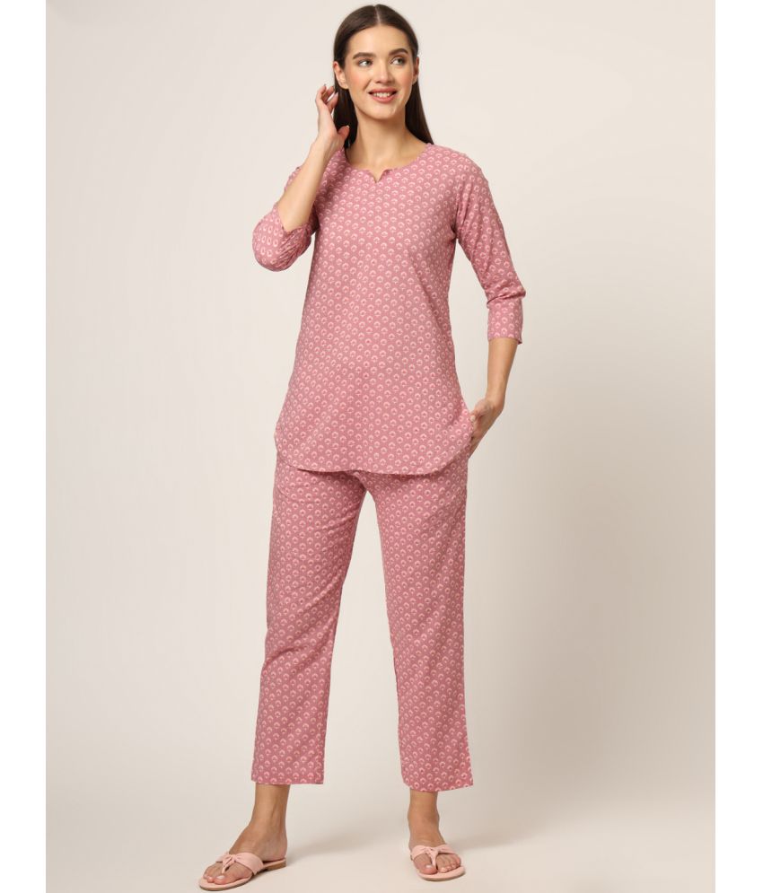     			Divena Pink Cotton Women's Nightwear Nightsuit Sets ( Pack of 1 )