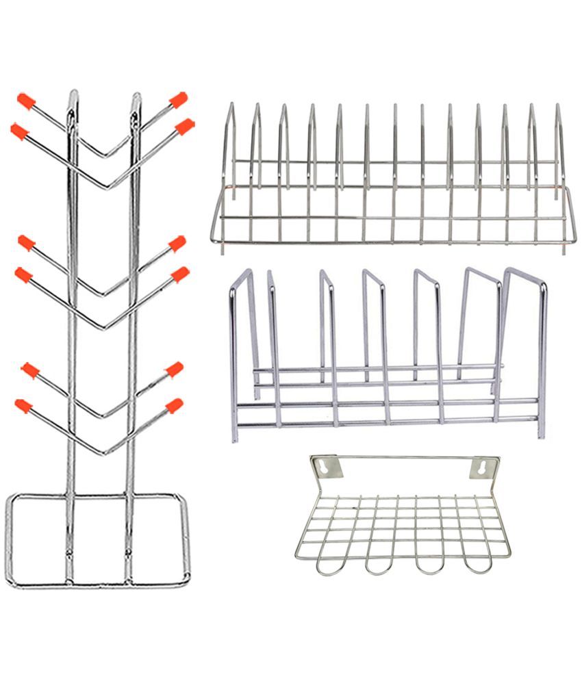     			OC9 Silver Stainless Steel Dish Racks ( Pack of 4 )