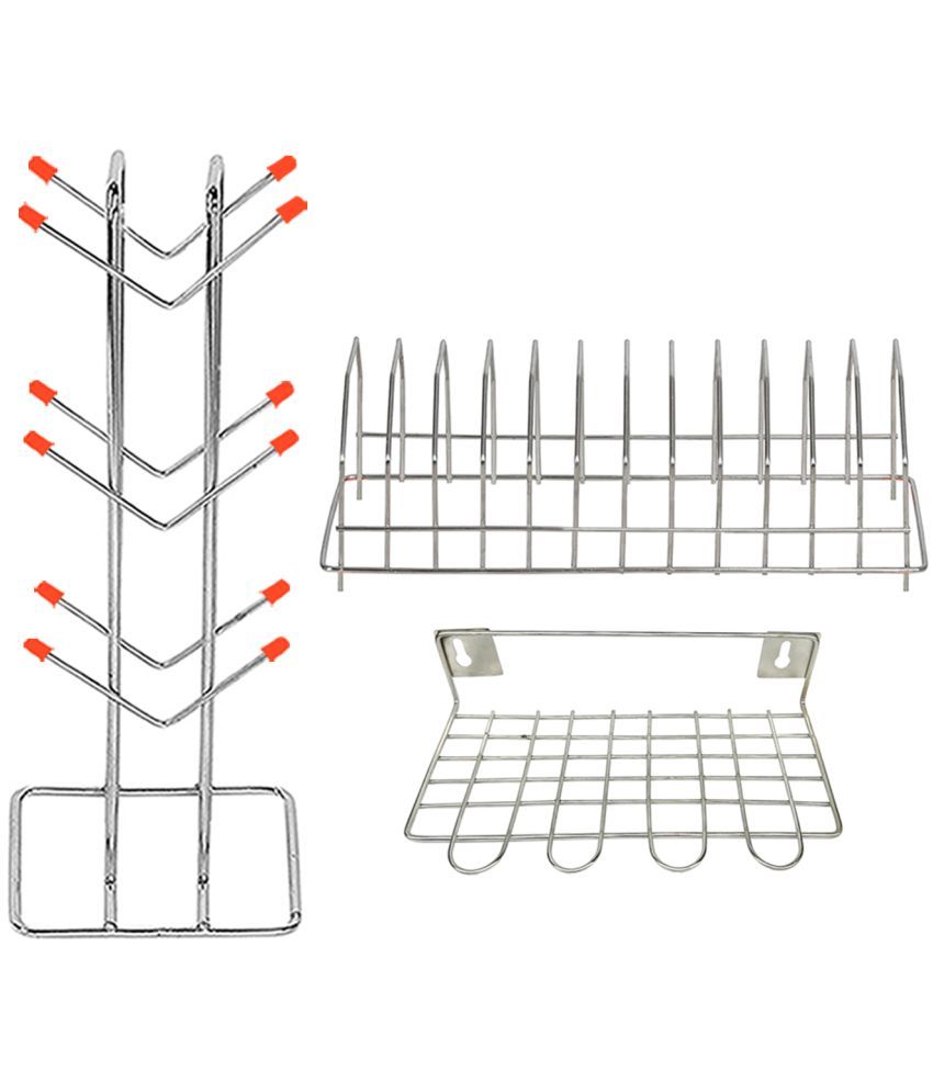     			OC9 Silver Stainless Steel Storage Racks ( Pack of 3 )