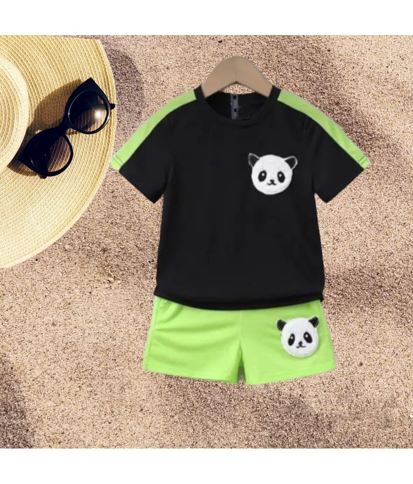     			ODIMENT Black Cotton Boys T-Shirt & Shorts ( Pack of 1 )