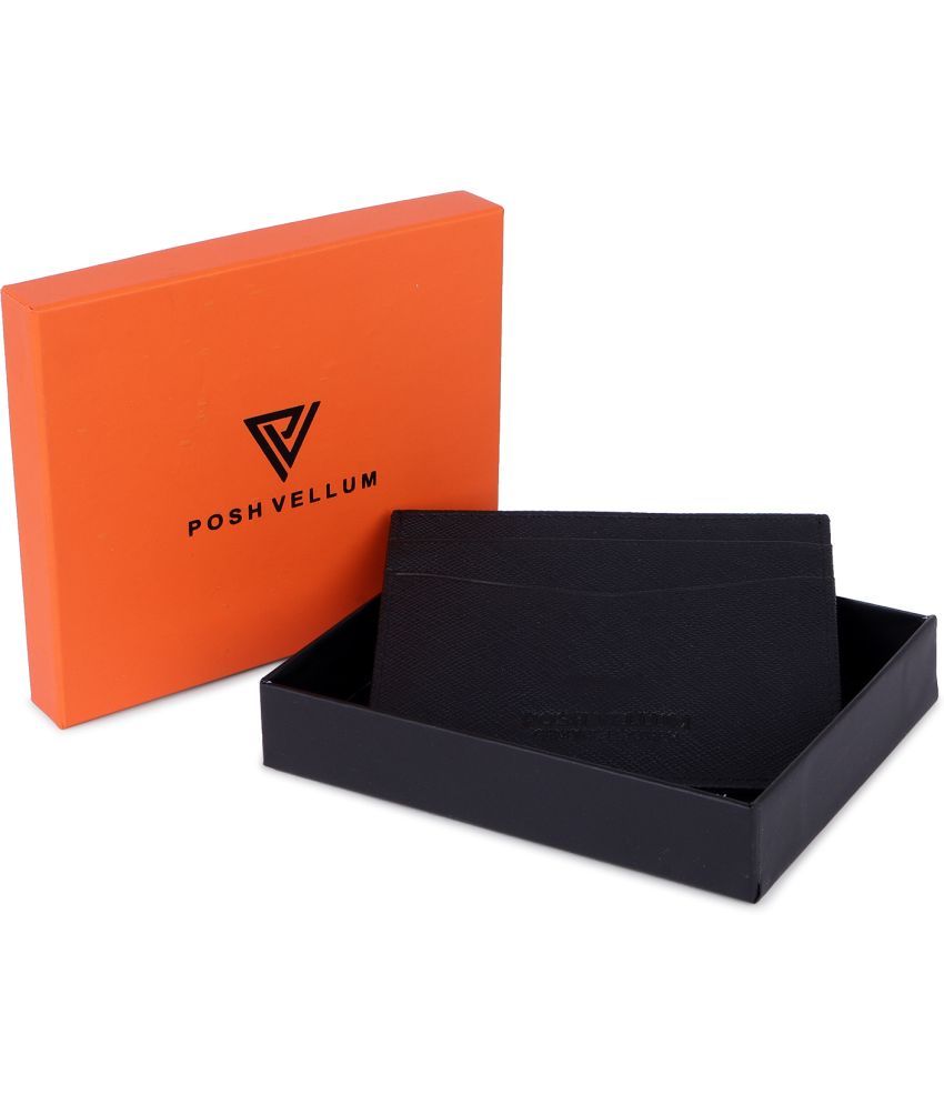     			POSH VELLUM Black 100% Leather Men's RFID Wallet ( Pack of 1 )