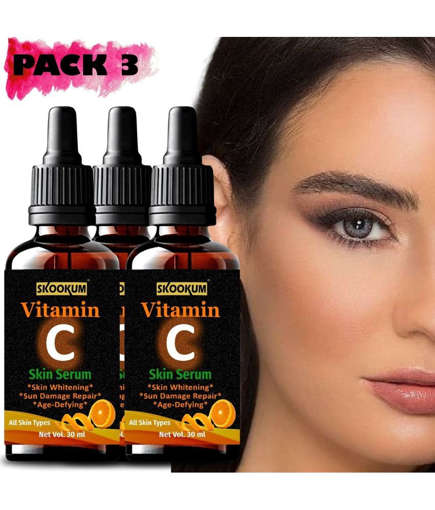     			SKOOKUM Vitamin C Face & Skin Whitening Serum, Anti-Ageing & Sun Damage Repair,30ml (Pack of 3)
