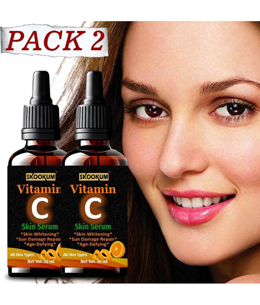     			SKOOKUM Vitamin C Face & Skin Whitening Serum, Anti-Ageing & Sun Damage Repair,30ml (Pack of 2)