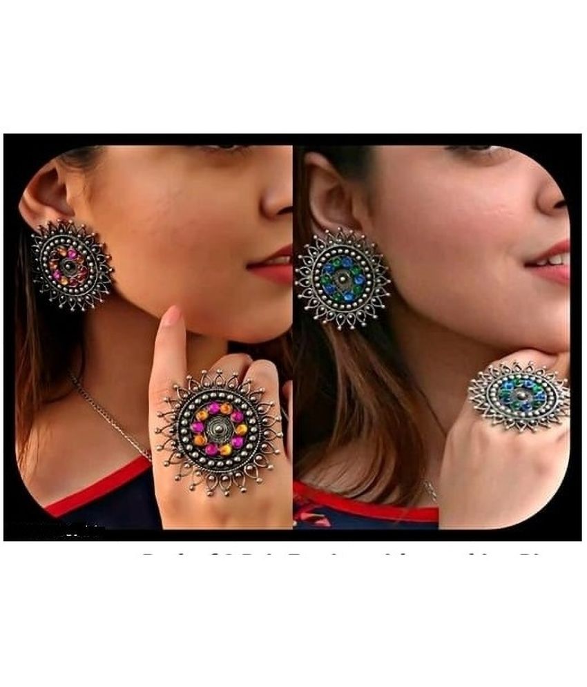     			Samridhi DC Black Drop Earrings ( Pack of 2 )