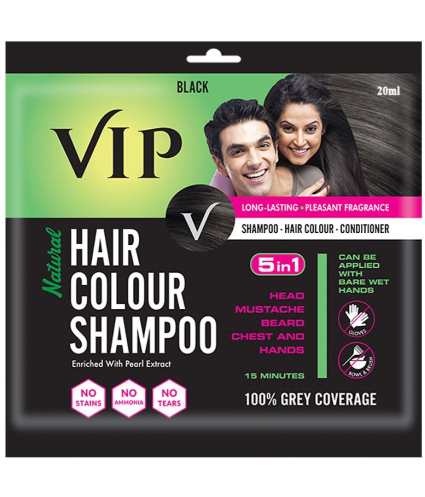     			VIP Hair Colour Shampoo Unscented Permanent Hair Color 140 mL Black