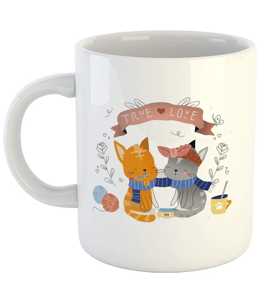     			iKraft Cute Cat True Love Animal Ceramic Coffee Mug 325 mL ( Pack of 1 )