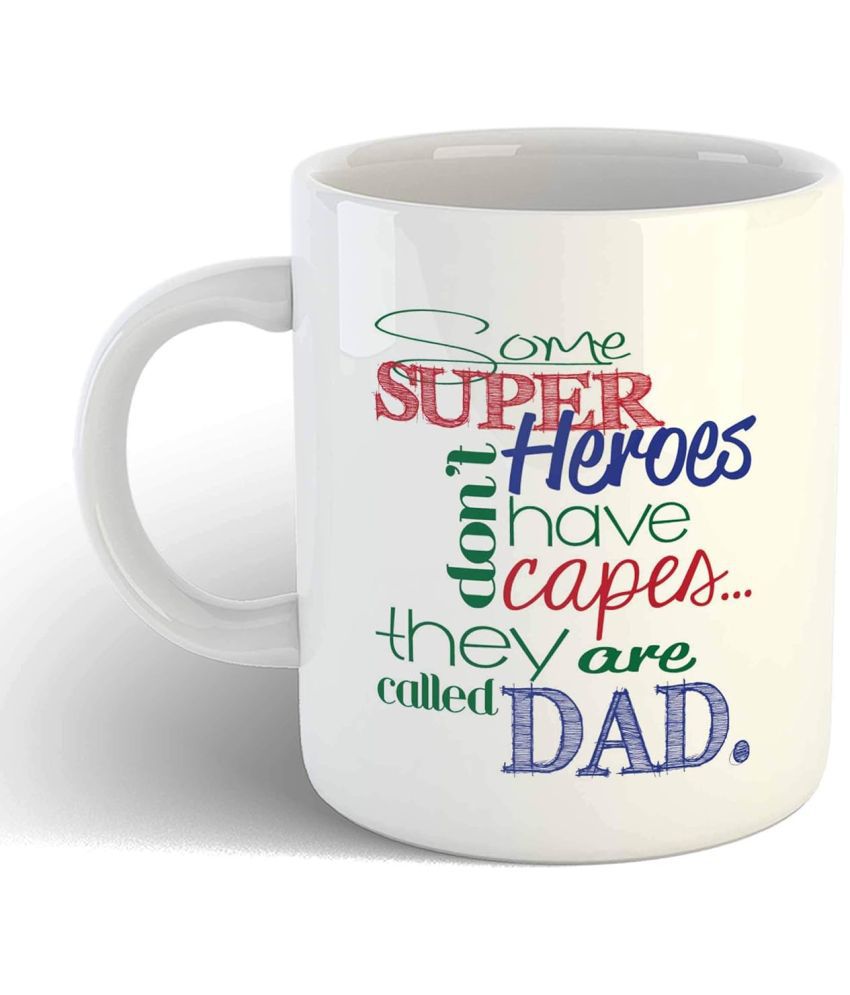     			iKraft Dad Superhero Typography Ceramic Coffee Mug 325 mL ( Pack of 1 )