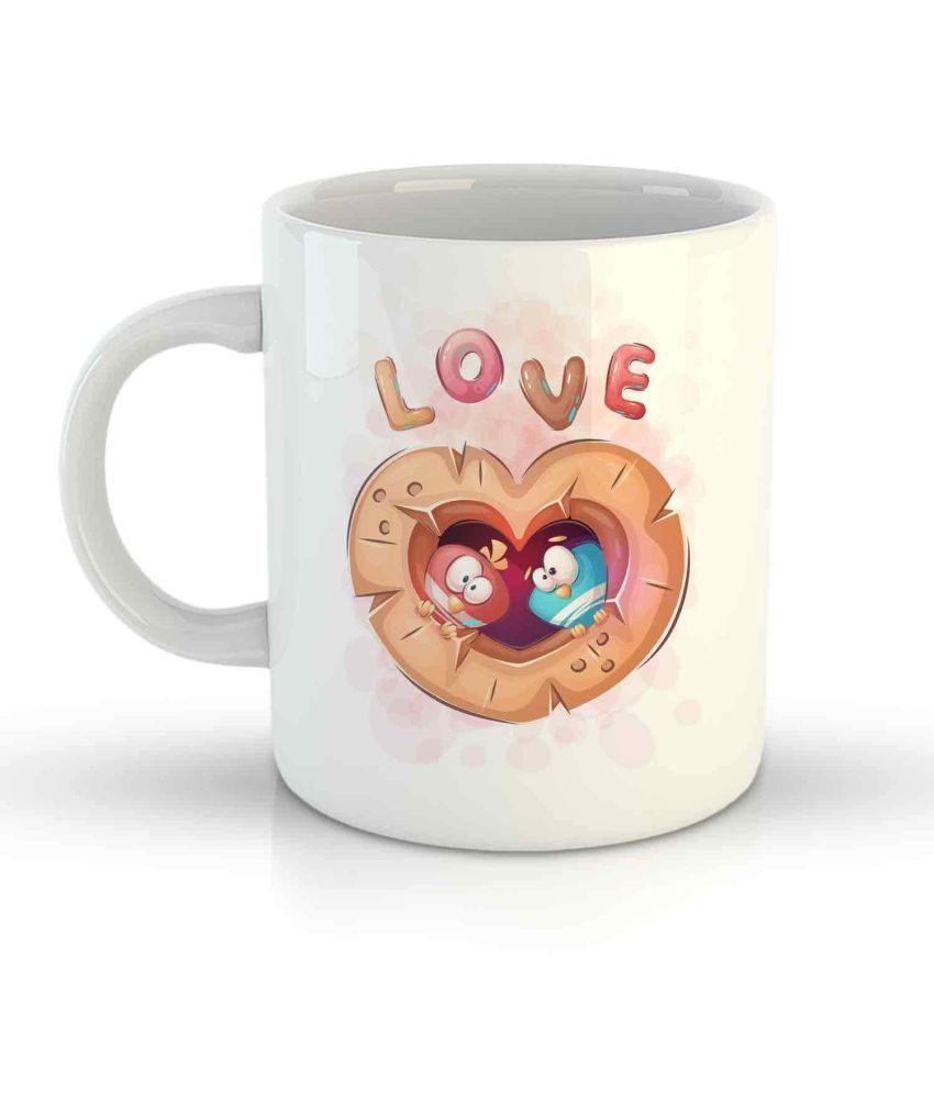     			iKraft Love Birds Graphic Ceramic Coffee Mug 325 mL ( Pack of 1 )