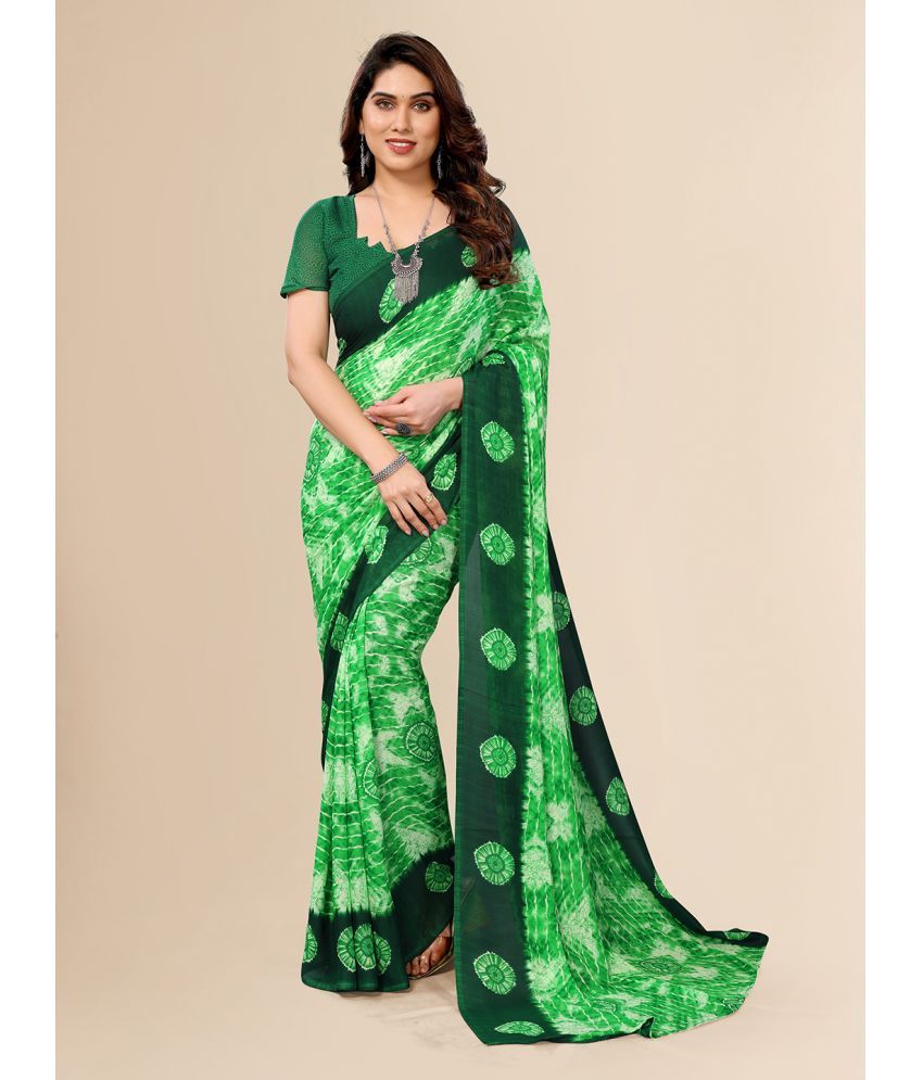     			ANAND SAREES Georgette Printed Saree With Blouse Piece - Green ( Pack of 1 )