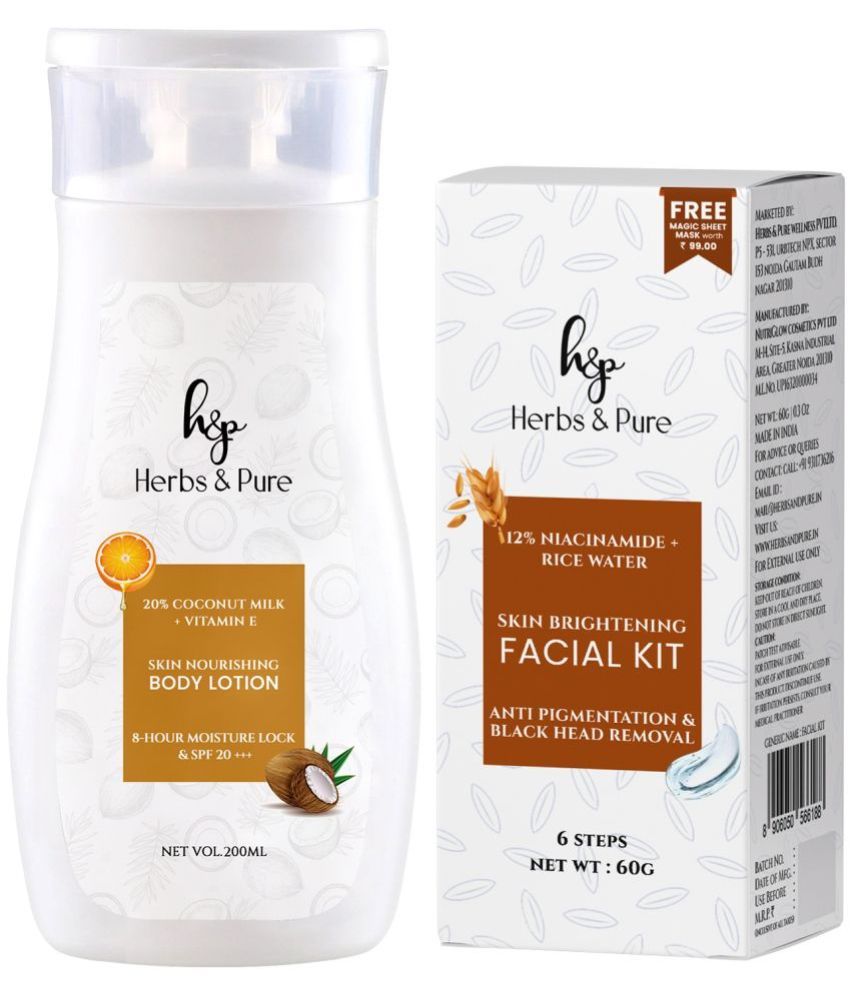     			Herbs and Pure Daily Skincare Combo - Skin Brightening Facial Kit and Nourishing Body Lotion (260 g)