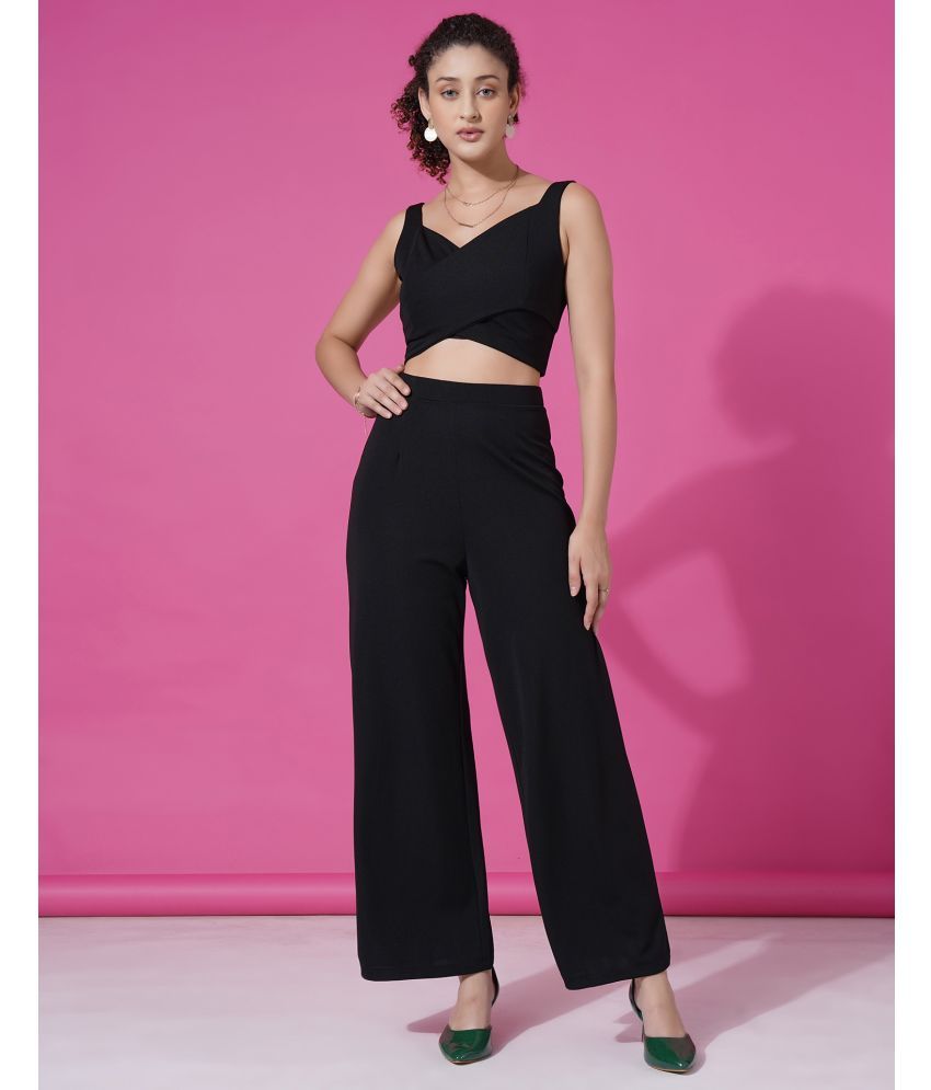     			Selvia Black Solid Pant Top Set