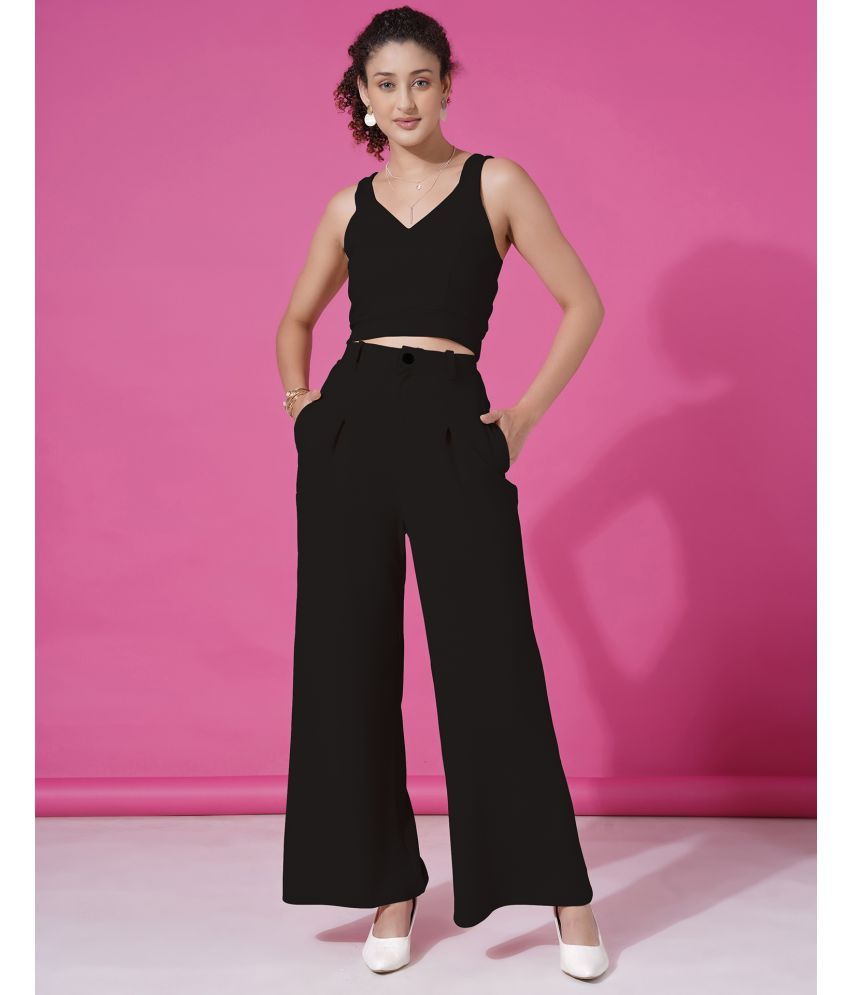     			Selvia Black Solid Pant Top Set