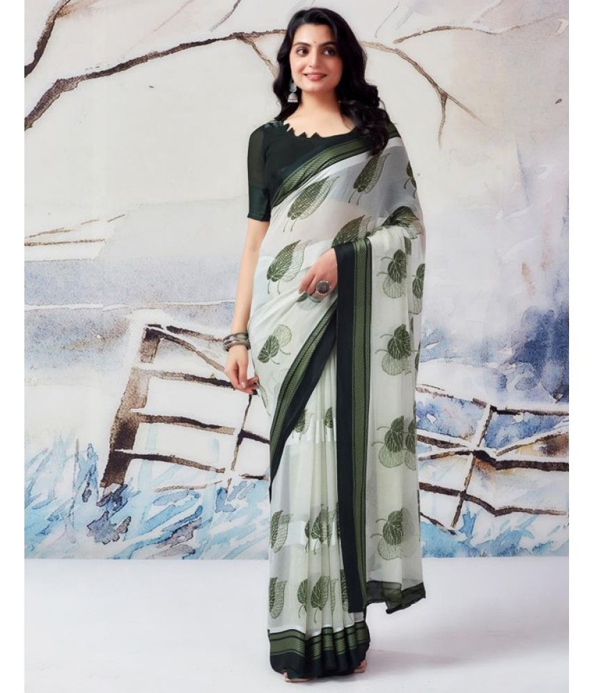     			Sitanjali Lifestyle Georgette Printed Saree With Blouse Piece - Sea Green ( Pack of 1 )