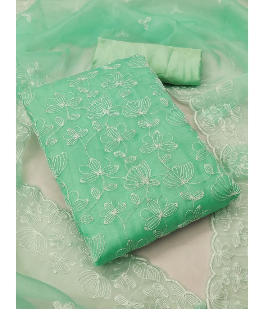     			A TO Z CART Unstitched Organza Embroidered Dress Material - Sea Green ( Pack of 1 )