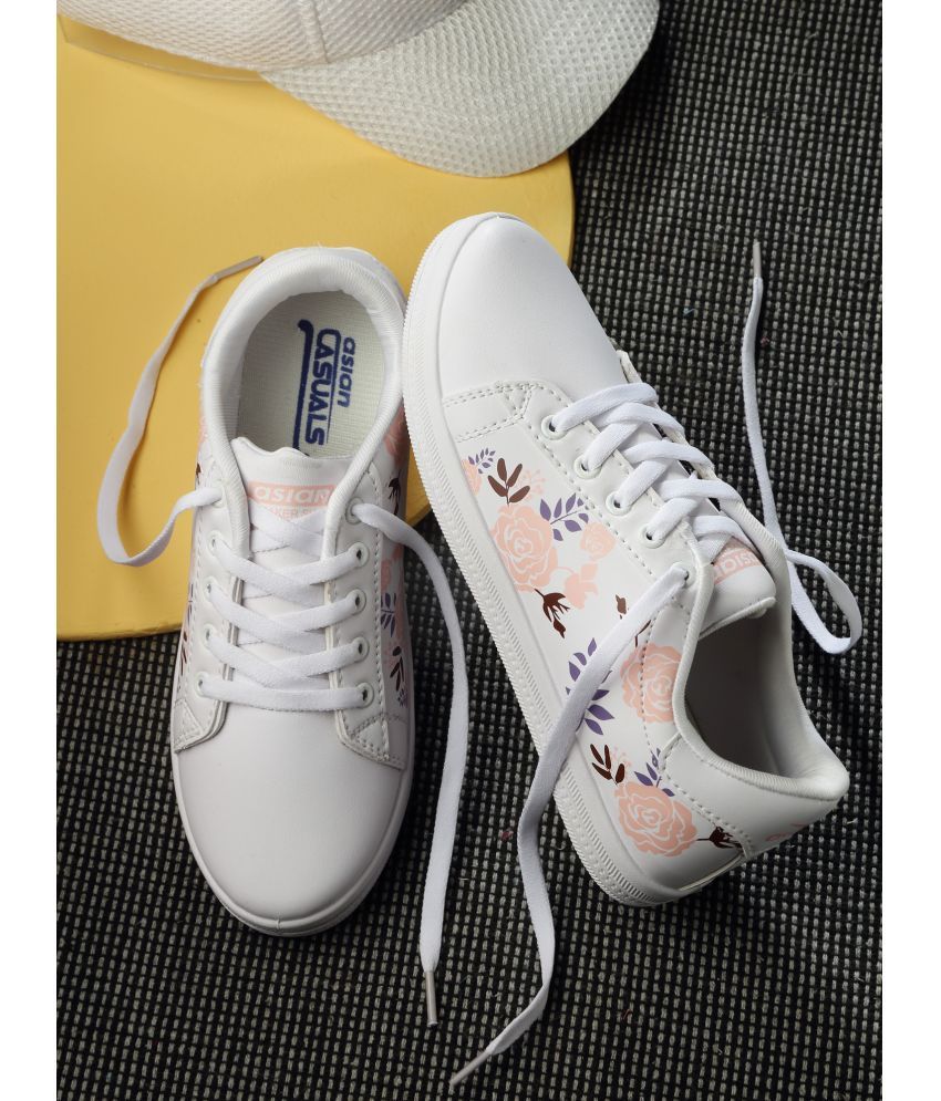     			ASIAN White Women's Sneakers