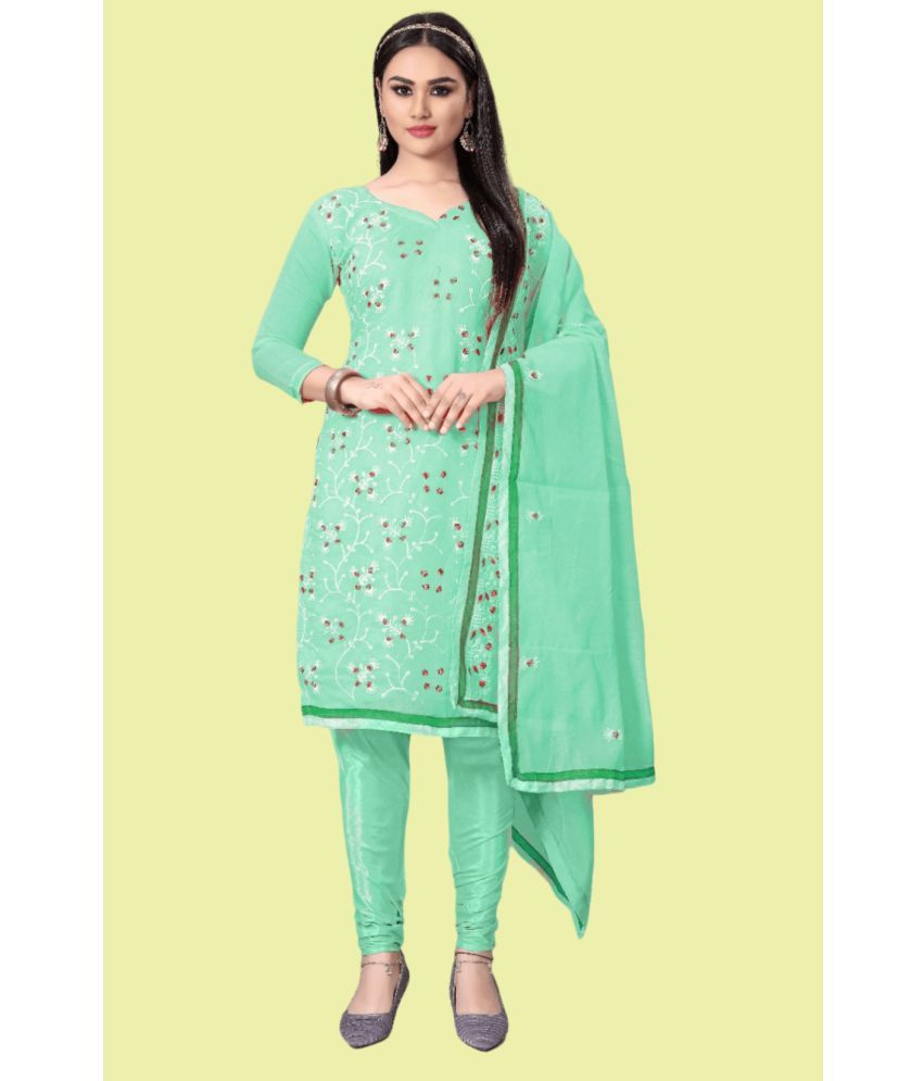     			Aika Unstitched Chanderi Embroidered Dress Material - Sea Green ( Pack of 1 )