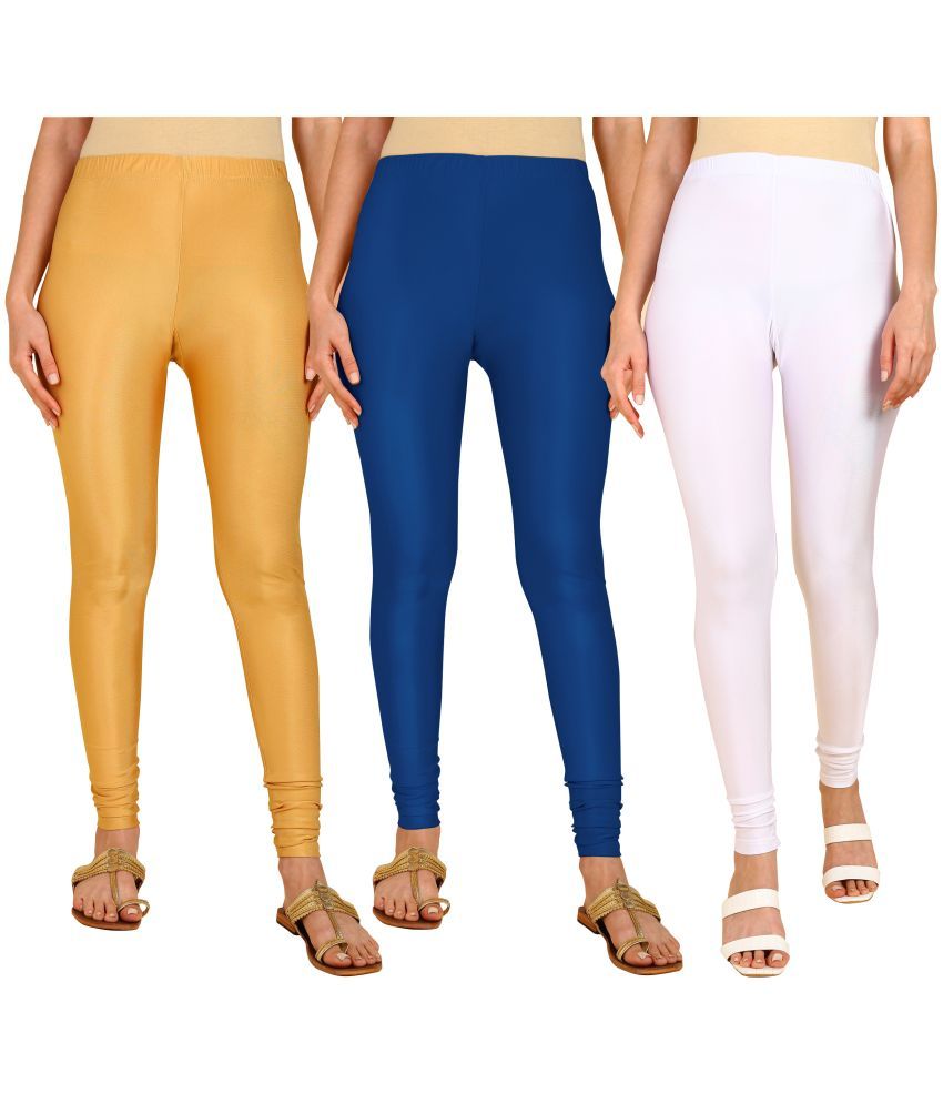     			Colorscube - Gold,White,Navy Blue Lycra Women's Leggings ( Pack of 3 )